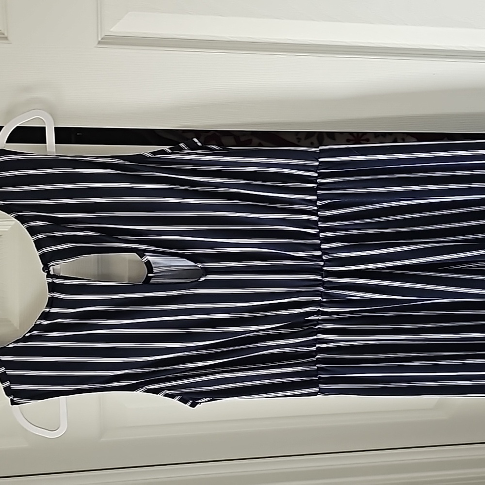W. WRAPPER Brand Navy blue and white striped jumper - Picture 3 of 3